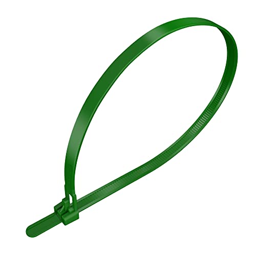 intervisio Kabelbinder Wiederverschließbar, 540mm x 7,6mm, 100 Stück, Grün