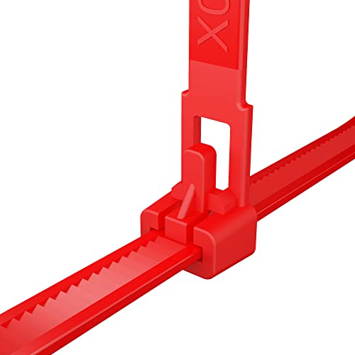 intervisio Kabelbinder Wiederverschließbar, 200mm x 7,6mm, 100 Stück, Rot