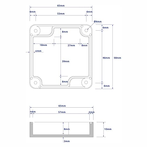 Anschlussdose ABS Gehäuse 65 x 58 x 35mm weiß mit Schraube Dübbel Dichtung Klemme und Kabelbinder