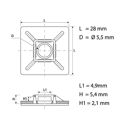 Klebesockel für Kabelbinder weiß 28mm 100 Stück – intervisio Shop