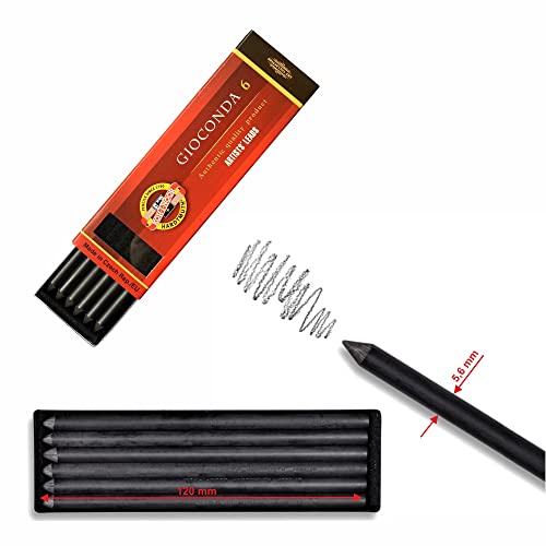 Koh-I-Noor Graphitminen 5,6 mm Härtegrad 6B x 2 für Druckbleistift + Intervisio Anspitzer/Radiergummi