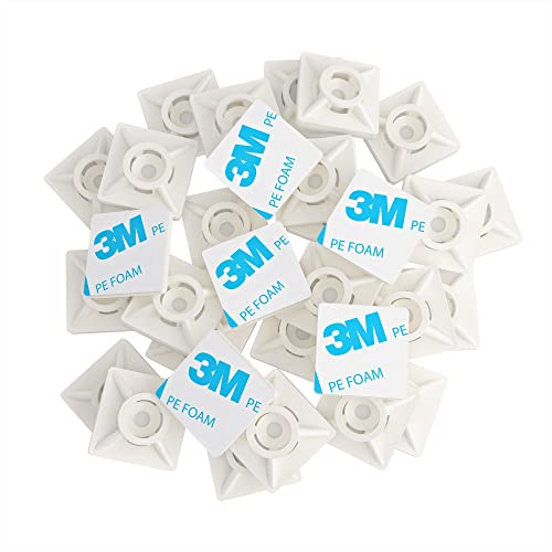 intervisio Klebesockel für Kabelbinder 19mm x 19mm, Selbstklebend Kabelschelle, weiß, 100 Stück