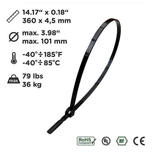 Kabelbinder schwarz 200mm x 3,5mm Tüte 100 stück, 5,24 €