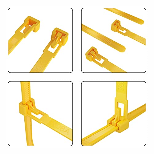 intervisio Kabelbinder Wiederverschließbar, 200mm x 7,6mm, 100 Stück, Gelb