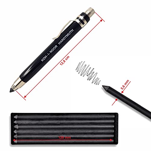 Koh-I-Noor 5359 Fallminenstift 5,6 mm - Graphitminen Set 4865 6B intervisio Bleistiftspitzer mit Radiergummi