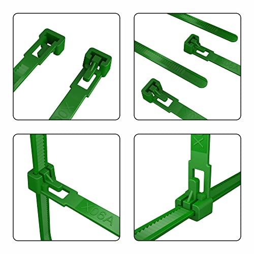 intervisio Kabelbinder Wiederverschließbar, 200mm x 7,6mm, 100 Stück, Grün