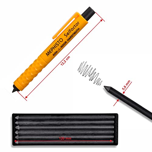 Koh-I-Noor 5301 Fallminenstift 5,6 mm - Graphitminen Set 4865 2B und Bleistiftspitzer mit Radiergummi