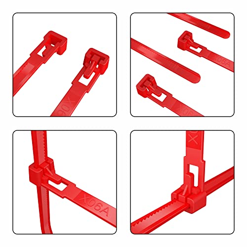 intervisio Kabelbinder Wiederverschließbar, 200mm x 7,6mm, 100 Stück, Rot