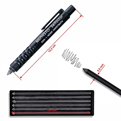 Koh-I-Noor 5301 Fallminenstift 5,6 mm - Graphitminen Set 4865 6B und Bleistiftspitzer mit Radiergummi