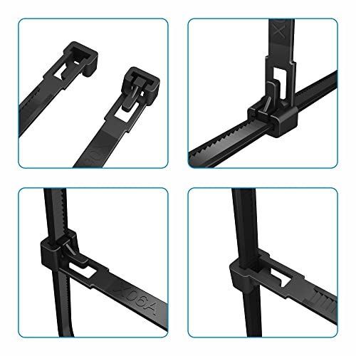 intervisio Kabelbinder Wiederverschließbar, 200mm x 7,6mm, 100 Stück, Schwarz