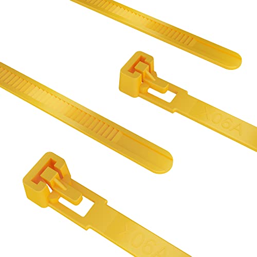 intervisio Kabelbinder Wiederverschließbar, 200mm x 7,6mm, 100 Stück, Gelb