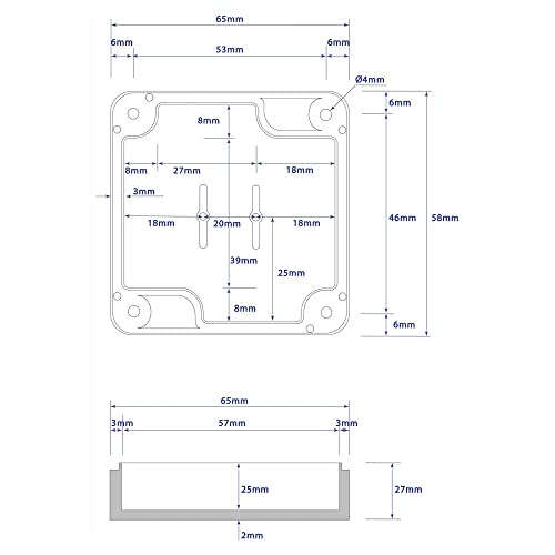 Anschlussdose ABS Gehäuse 65 x 58 x 35mm weiß mit Schraube Dübbel Dichtung Klemme und Kabelbinder