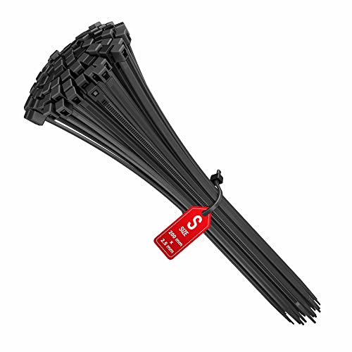 intervisio Set Kabelbinder 200mm x 2,5mm 100 Stück / Klebesockel für Kabelbinder 19mm x 19 mm, 50 Stück, Schwarz