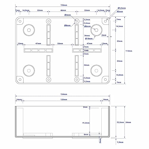 Anschlussdose ABS Gehäuse 155 x 115 x 75mm weiß mit Schraube Dübbel Dichtung Klemme und Kabelbinder
