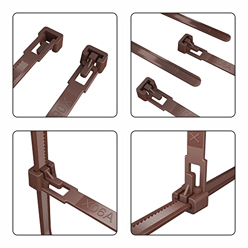 intervisio Kabelbinder Wiederverschließbar, 540mm x 7,6mm, 100 Stück, Braun
