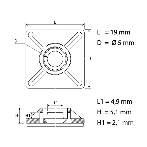 intervisio Klebesockel für Kabelbinder 19mm x 19mm, Selbstklebend Kabelschelle, schwarz, 100 Stück