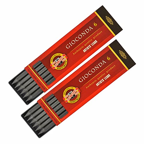 Koh-I-Noor Graphitminen 5,6 mm Härtegrad 6B x 2 für Druckbleistift + Intervisio Anspitzer/Radiergummi