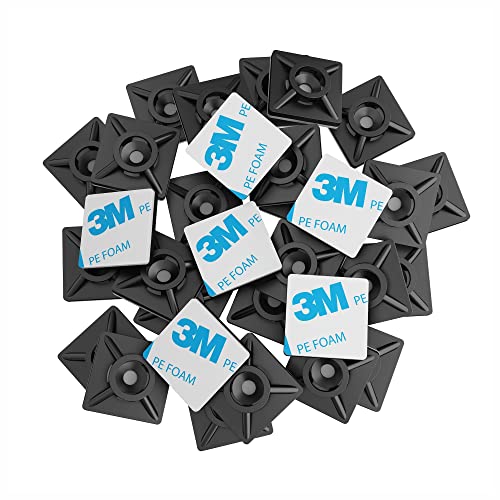 intervisio Klebesockel für Kabelbinder 19mm x 19mm, Selbstklebend Kabelschelle, schwarz, 100 Stück