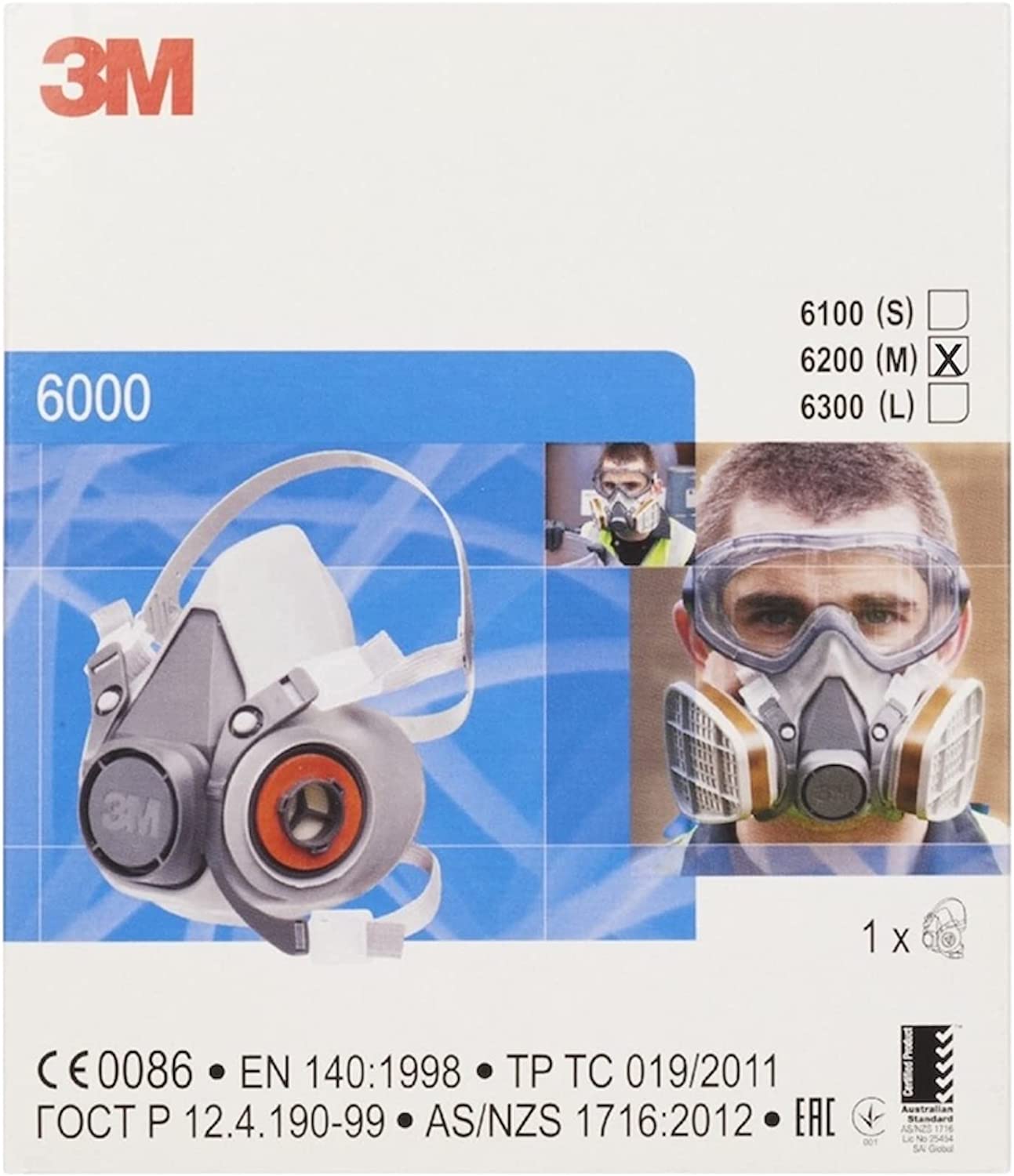 3M Set Halbmaske Serie 6000 Größe M 6200 mit Gasfilter 6059 ABEK1 mit Partikelfilter 5935 P3 R3 Filter
